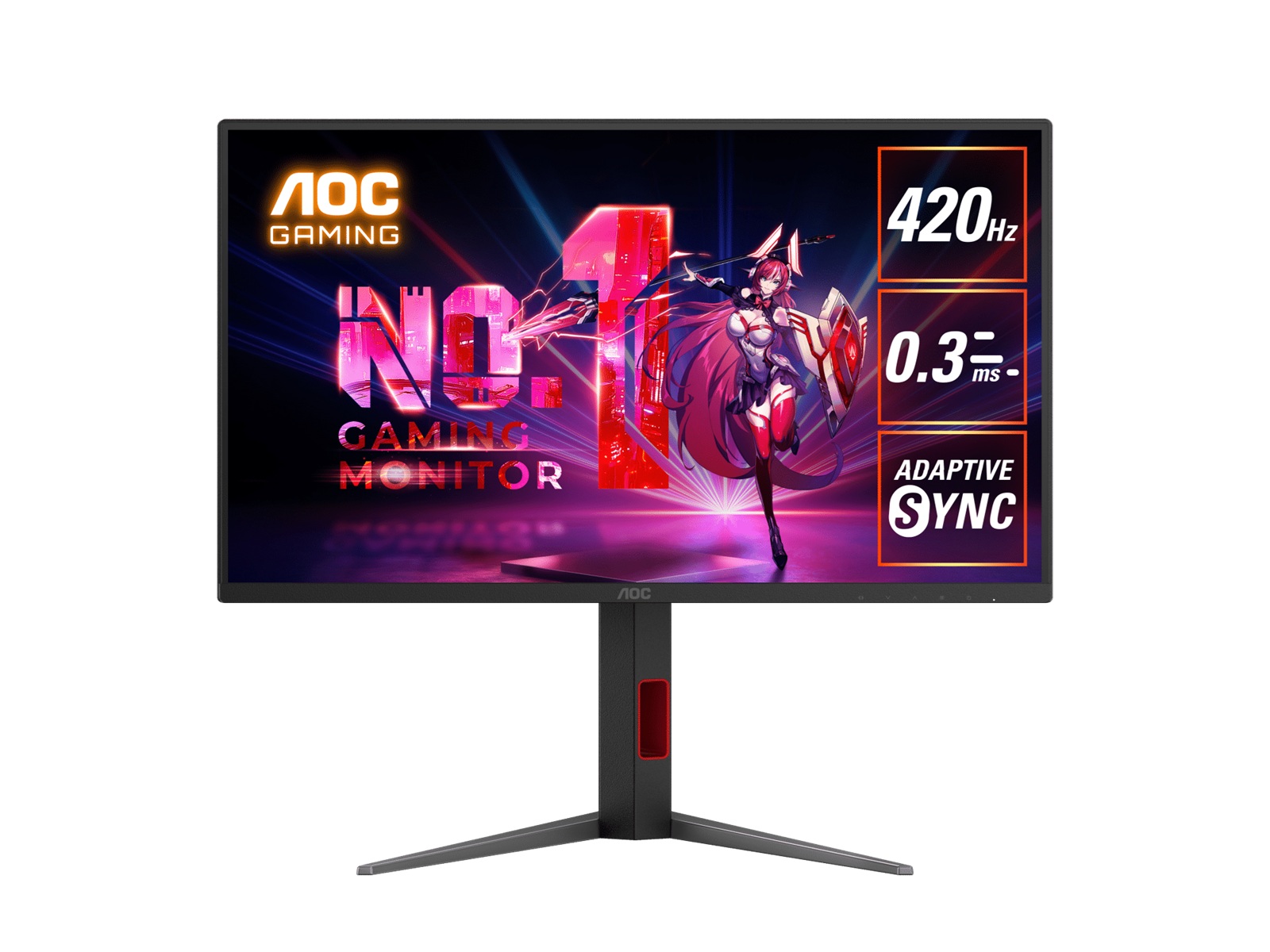  24.5" 420Hz Gaming Monitor: Fast IPS, FHD @420Hz, 0.3ms MPRT, 350 nits, sRGB 110%, DP/HDMI, height/swivel/pivot tilt, VESA mount  