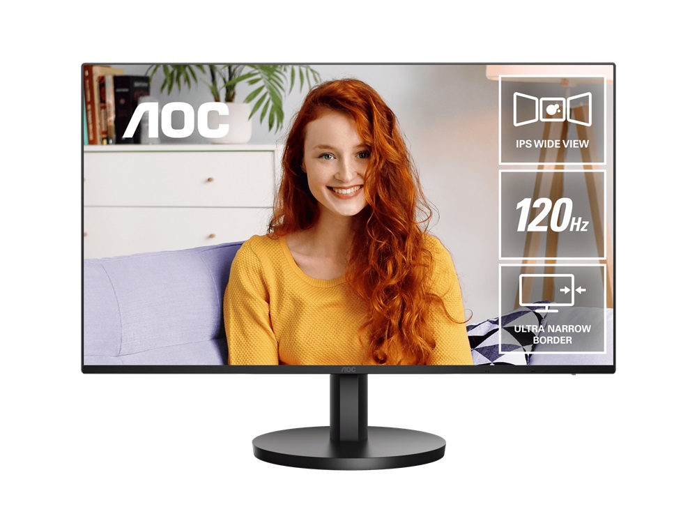  27" IPS Monitor: FHD 1920 x 1080, 120Hz 4ms GtG, 1x HDMI/1x USB-C (DP Alt, 65W), USB 3.2 Gen1  2, Speaker, Earphone  1, VESA 100x100  