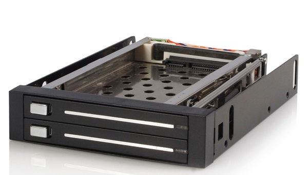  Dual 2.5" SATA SSD HDD external hot-swap bays. (conver from one 3.5" external bay)  