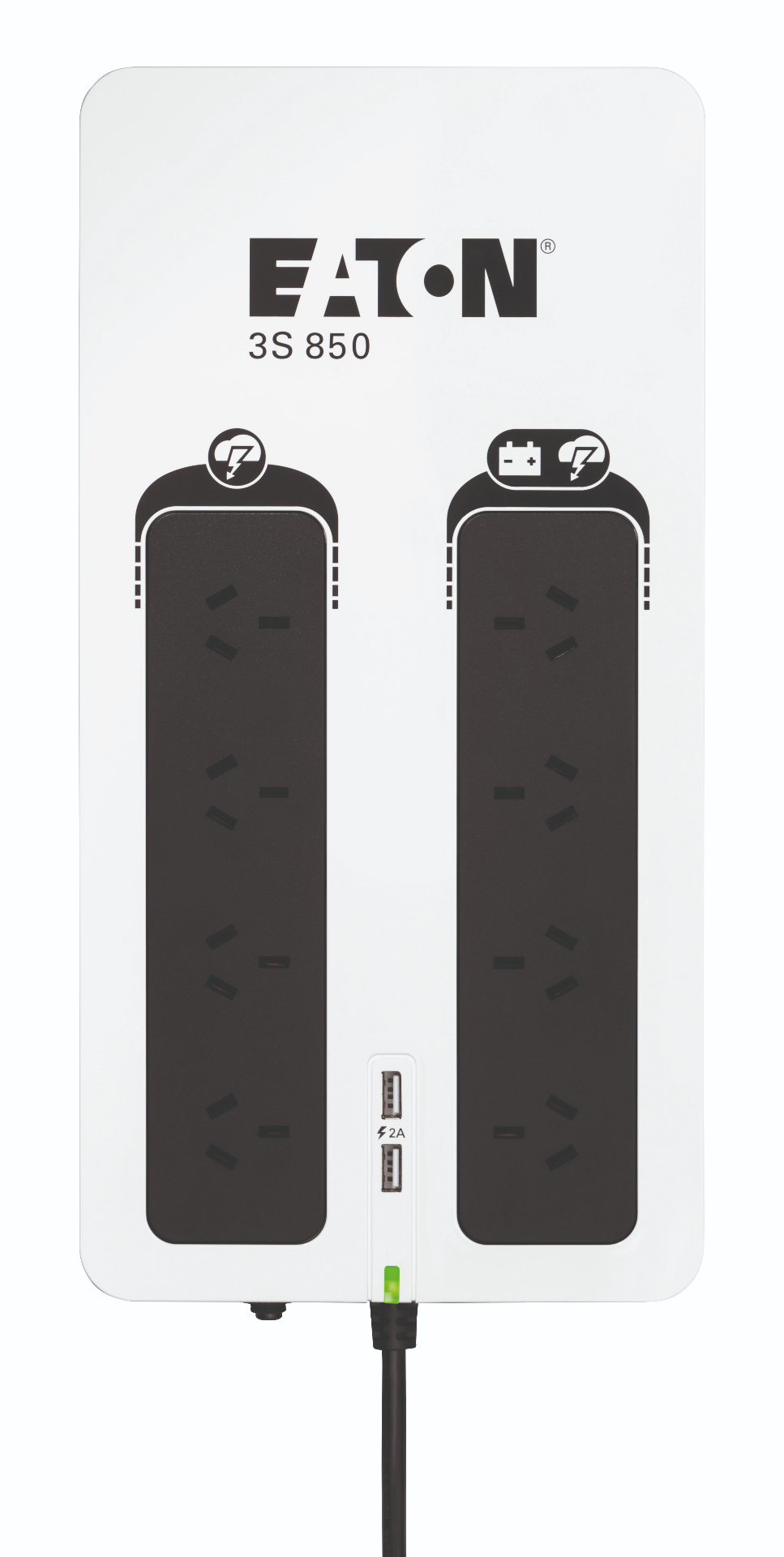  Eaton Standby UPS - 850 VA/510 W - Wall Mountable - 230 V AC Input - 220 V AC Output - 2 x USB, 8 x AC Power - Single Phase - 4 x Battery/Surge Outlet  