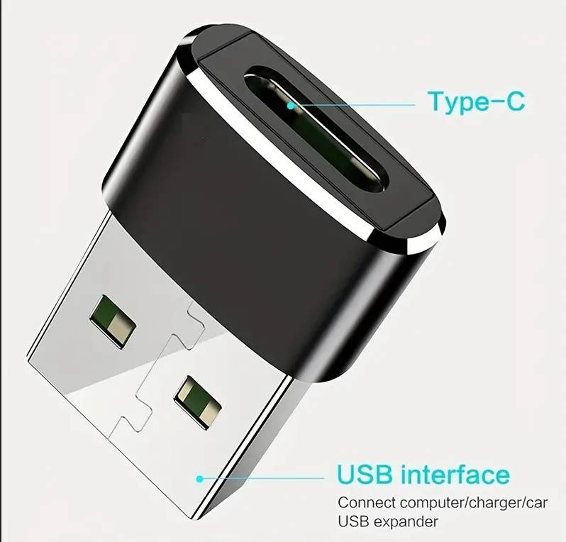  Adapter: USB-A (Male) to Type-C (Female) OTG Converter  