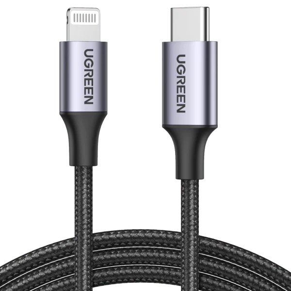  iPhone USB-C Type-C to Lightning Cable, Aluminium Shell, Braided Cable, Black - 2m  