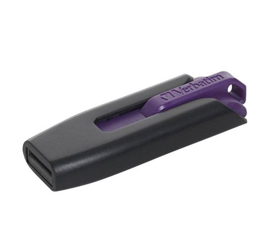  32GB V3 USB3.2 Gen 1, Purple Store'n'Go V3; Retractable USB Storage Drive Memory Stick, Save and Backup Files, Reliable and Essential. Retail (LS)  