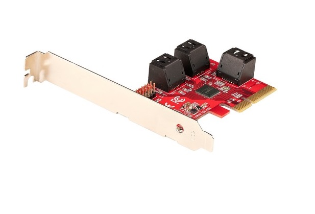  SATA Controller PCIE Card: 6 Ports SATA3 6Gbps - Low/Full Profile - Stacked SATA Connectors - ASM1166 Non-Raid  