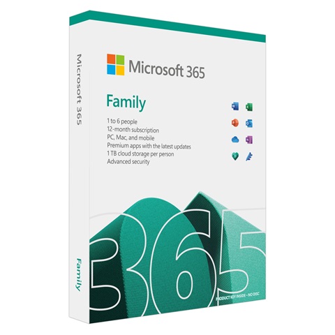  Office 365 Family Retail - 1 to 6 PC Win/Mac , 1 Year Subscription  