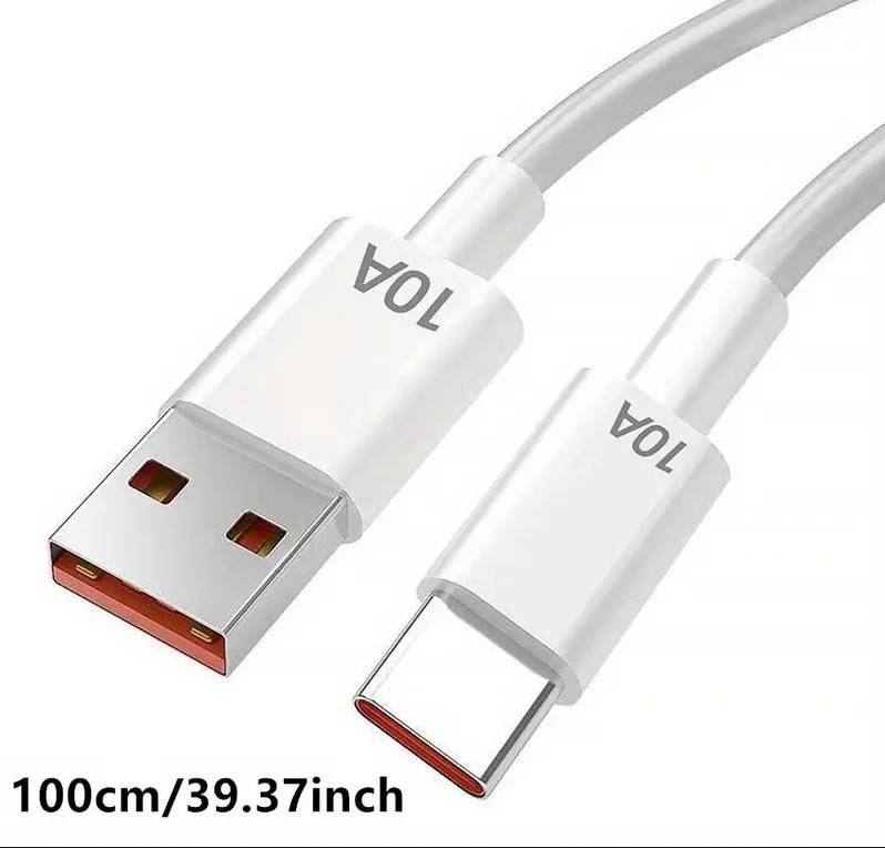  10A Fast Charging USB Type-C Cable 1m - White  