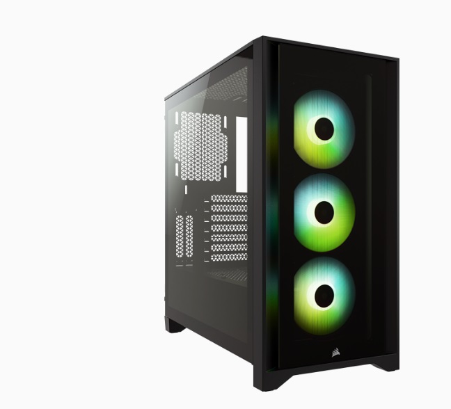  <b>Mid-Tower Case: </b>4000X RGB - Black <br> 3x 120mm AirGuide fan, USB 3.0, USB-C, Audio/Microphone port, Tempered Glass Panel  