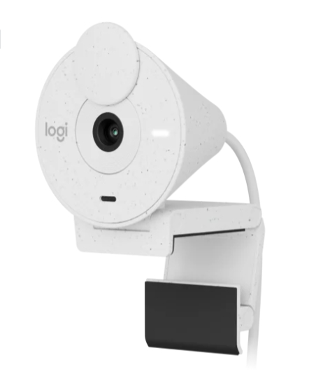  Webcam: Logitech BRIO 300 - 1080p with auto light correction, noise-reducing mic, and USB Type-C connectivity - Off White  