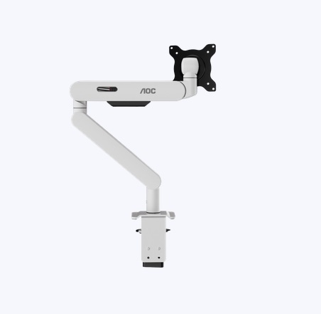  Single Monitor C-Clamp & Grommet Mount WHITE - Supports 17"-34" Monitor (2-9KG), Max Height: 495mm, Lift: 250mm, Extension: 470mm, Tilt: -15~90, Swivel: -90~90, Rotation: 360, VESA 75x75 100x100  