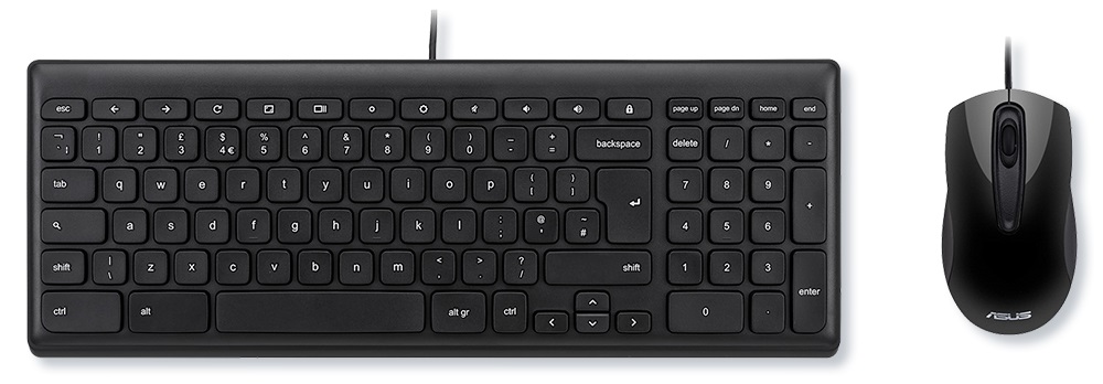  Asus USB Wired Keyboard & Mouse Set - Chrome Layout  
