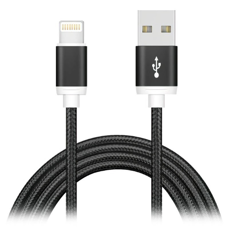  iPhone Lightning - USB Charge & Sync Cable 1m Braided Black  