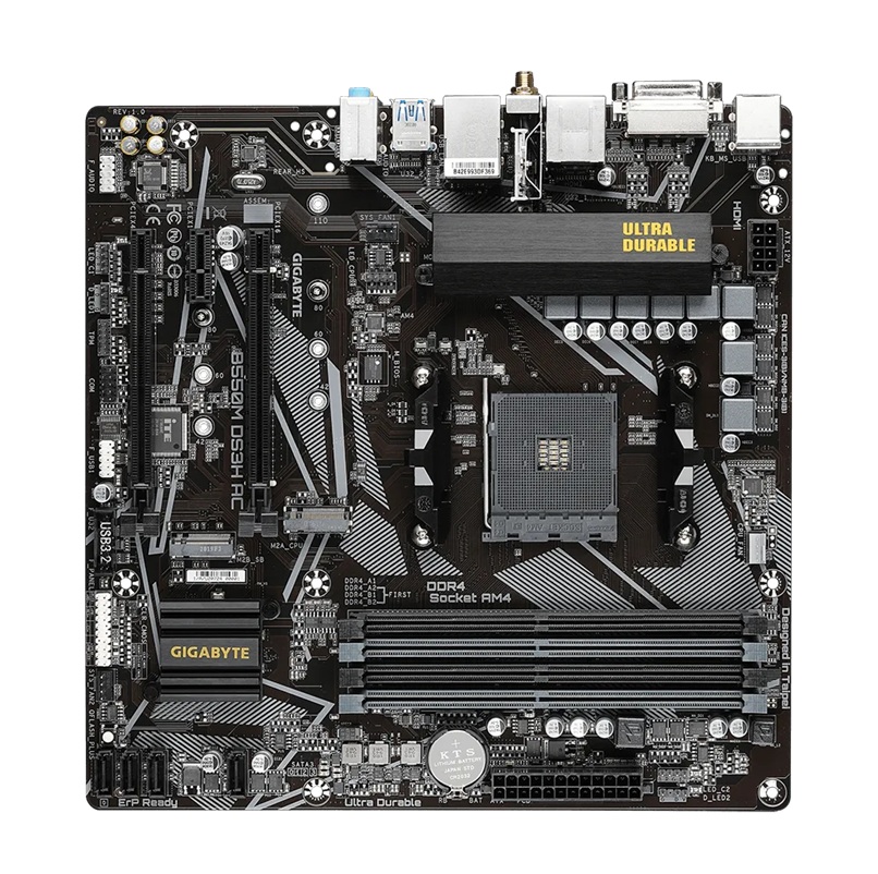  B550M DS3H AC AM4 Ryzen mATX Motherboard, 4x DDR4, 3x PCI-e, 2x M.2, 4x SATA III, RAID 0/1/10, 4x USB 3.2, 4x USB 2.0  