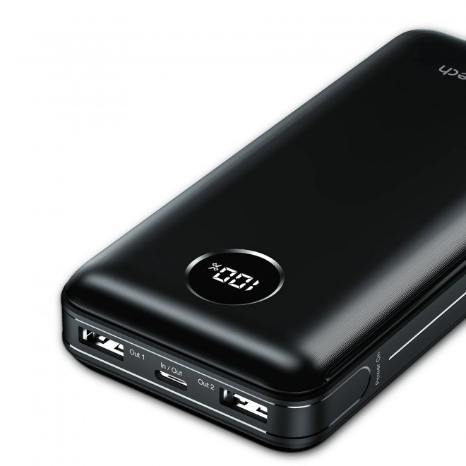  PD45W 20,000mAh Power Bank Black -2 USB-A ports and 1 USB-C port  