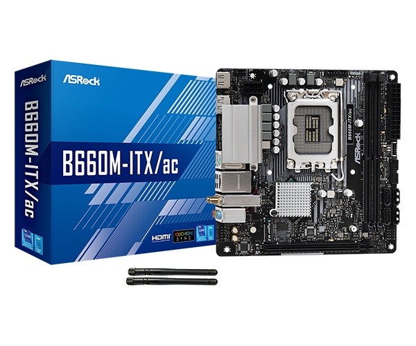  B660 Mini-ITX Motherboard: 1700 Socket For Intel 14th/13th/12th Gen. Processors<BR>2x DDR4, 4x SATA 6Gb/s, PCIE 4.0, 1x M.2 Gen4, USB 3.2, Gigabit LAN, WiFi AC + Bluetooth, Realtek ALC897 7.1 Audio, HDMI/DP  