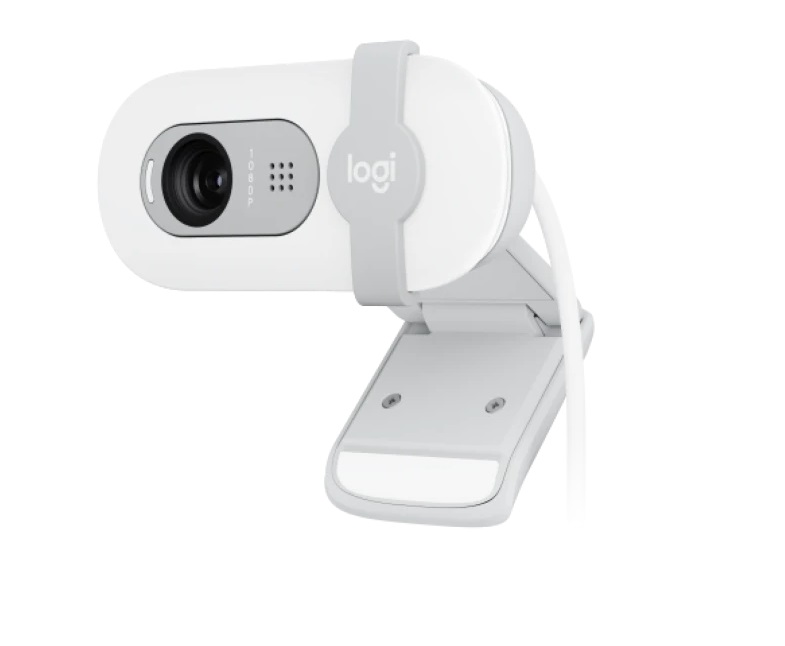  Webcam: Brio 100 Full HD 1080p with auto-light balance integrated privacy shutter and built-in mic - Off White  