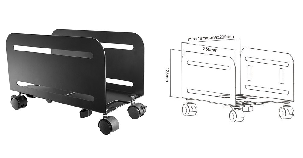  Universal Mobile PC Stand, For most ATX Tower cases, up to 10kg, 119-209mm  