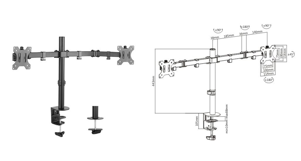  DUAL SCREENS ECONOMICAL DOUBLE JOINT ARTICULATING STEEL MONITOR ARM for 13-32  