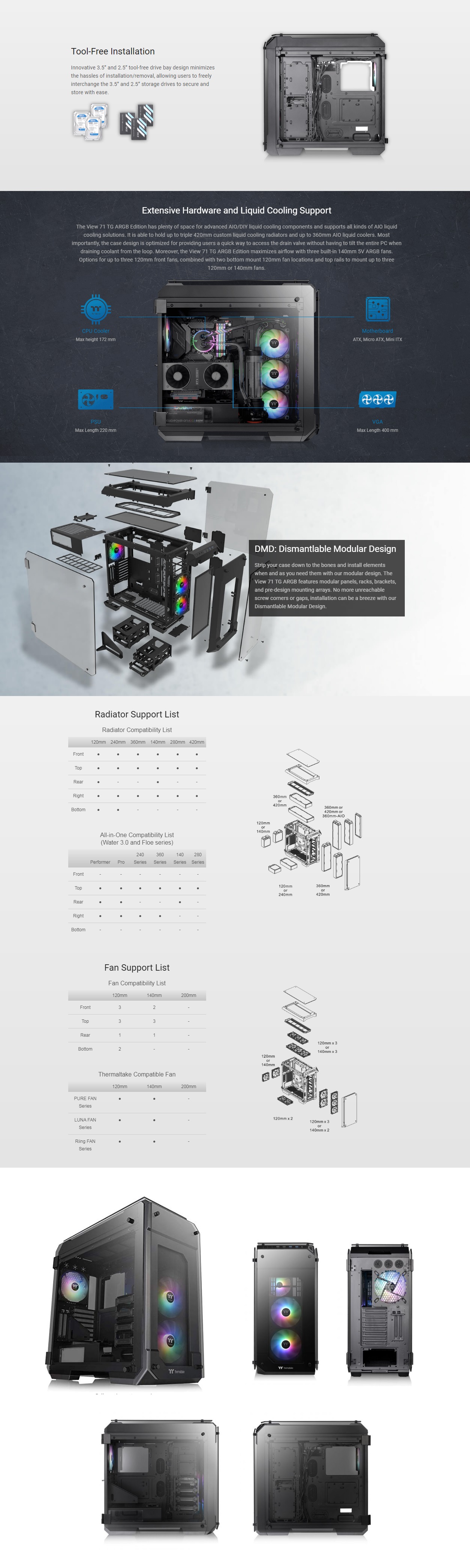  <b>Full Tower</b>: View 71 Tempered Glass <b>ARGB</b> Edition, Rear: 140mm ARGB fan, Front: 2x 140mm ARGB fan, 2x USB3.0 2x USB2.0, E-ATX  