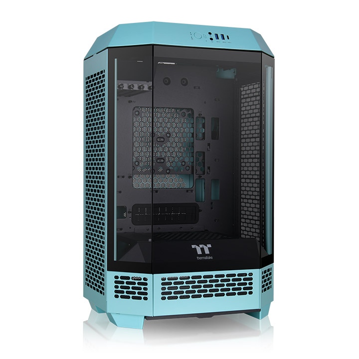  <b>Micro-Tower Case:</b>The Tower 300 - Turquoise<br>2x 140mm PWM Fans, 2x USB 3.0 + 1x USB Type-C, Tempered Glass Side & Front Panels, Supports: Micro-ATX/mini-ITX  