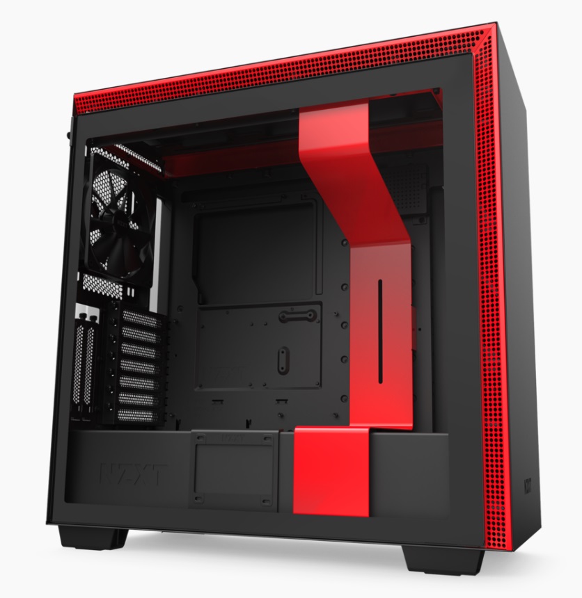  <b>Mid-Tower Case</b>: H710i - Matte Black/Red<BR>1x 140mm Fan, 3x 120mm Fans, 2x USB 3.1, 1x USB Type-C, Tempered Glass Side Panel, RGB-LED Lighting, Supports: E-ATX/ATX/mATX/mini-ITX  