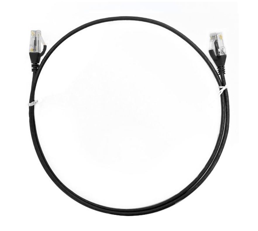  CAT6 Ultra Thin Slim Cable 0.25m / 25cm - Black Color Premium RJ45 Ethernet Network LAN UTP Patch Cord 26AWG for Data  