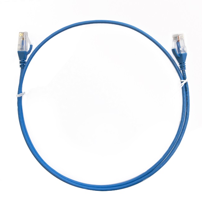  CAT6 Ultra Thin Slim Cable 0.5m / 50cm - Blue Color Premium RJ45 Ethernet Network LAN UTP Patch Cord 26AWG for Data  