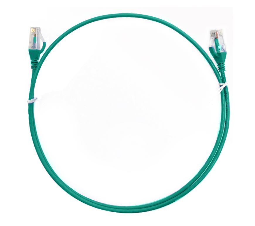  CAT6 Ultra Thin Slim Cable 0.25m / 25cm - Green Color Premium RJ45 Ethernet Network LAN UTP Patch Cord 26AWG for Data Only, not PoE  