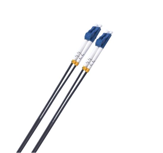  5m LC-LC OS2 Single Mode Dual-Core Fibre / Fiber Optic Cable UPC Duplex Armoured Low Smoke Zero Halogen (LSZH) Jacket Black  