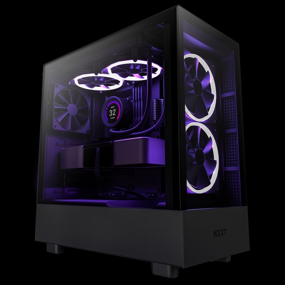  <b>Mid-Tower Case</b>: H5 ELITE Premium Compact - Black Tempered Glass - Pre-installed Fans (Front 2 x 140mm ARGB, Bottom 1 x 120mm), 1 x USB 3.2 Gen 1 Type-A, 1 x USB 3.2 Gen 2 Type-C, 1 x Headset Audio Jack, RGB Controller (3 lightings), ATX, Micro-ATX, Mini-ITX  