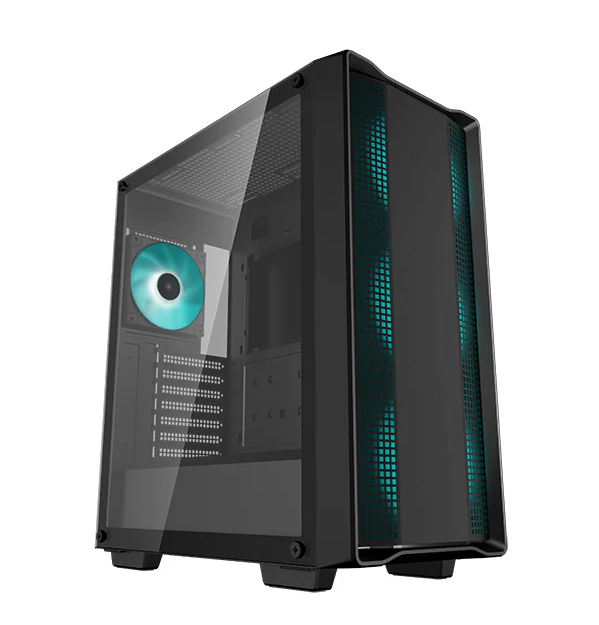  <b>Mid-Tower Case:</b> DeepCool CC560 V2 - Black<br>4x 120mm Green LED Fans, 1x USB 3.0 + 1x USB 2.0, Tempered Glass Side Panel, Supports: ATX/m-ATX/mini-ITX  