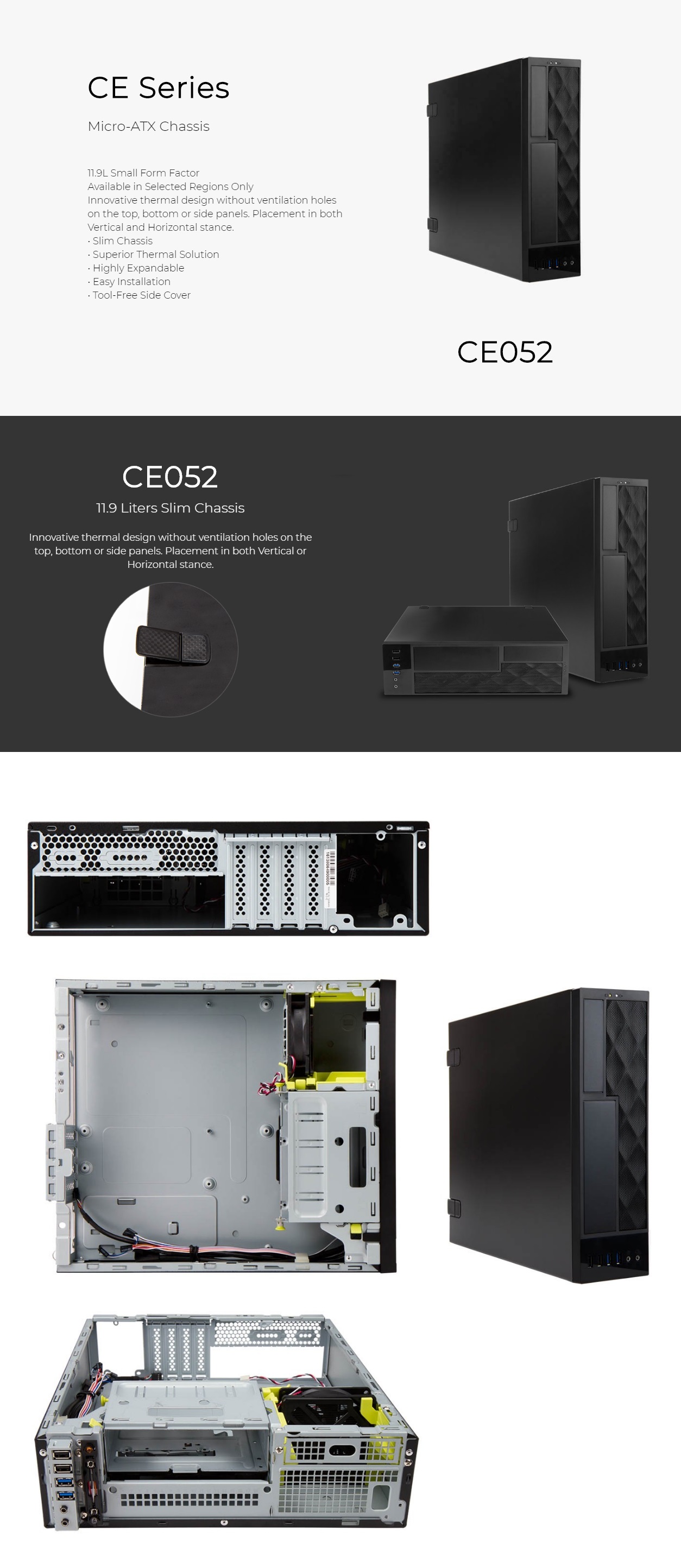  <b>mATX/Mini-ITX</b>: CE052 SLIM Black 300W 80Plus Gold TFX PSU FRONT: 2xUSB3.0 + 2xUSB2.0 + HD AUDIO, INT. DRV. BAY: 1x3.5IN + 1x2.5IN, EXT. DRV. BAY: 1x5.25IN + 3.5IN, 3 YEARS WARRANTY  