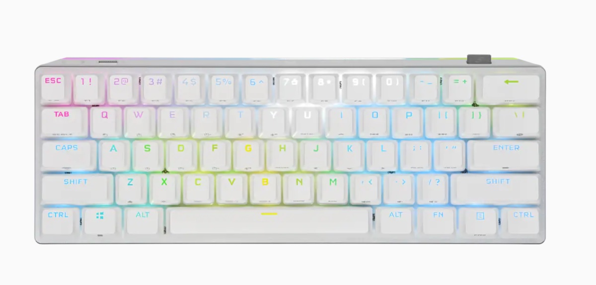  K70 PRO MINI WIRELESS 60% Mechanical CHERRY MX Speed Switch Keyboard with RGB Backlighting - White  