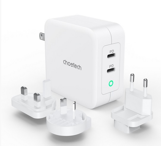  Dual USB-C 100W AC adapter + travel charger (US/EU/UK/AU) White  