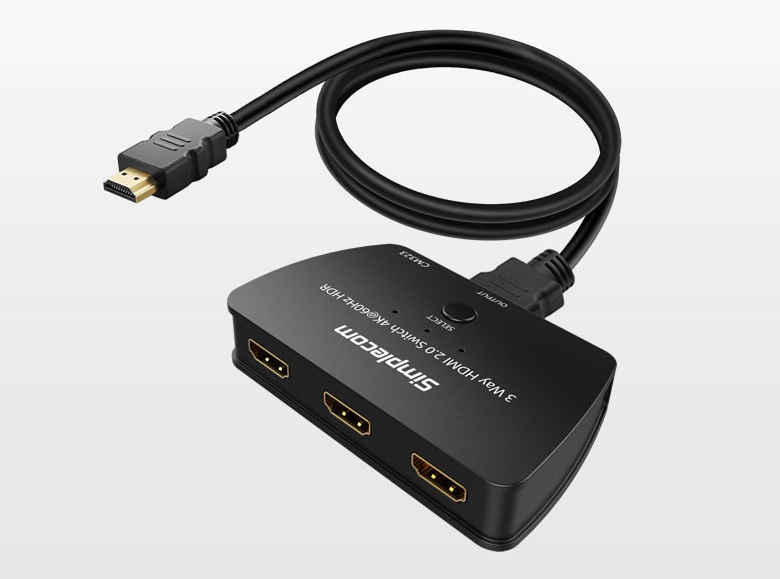  3 Way HDMI 2.0 Switch 3 In 1 Out HDCP 2.2 4K @60Hz UHD HDR, USB Power in one HDMI cable  