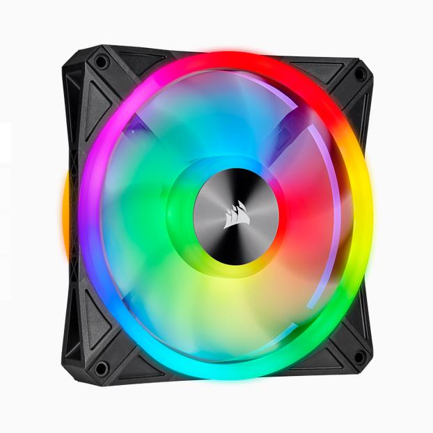  140mm Fan: iCUE QL140 ARGB - Black<br> 140mm ARGB PWM, 1250 RPM, 26dBA  