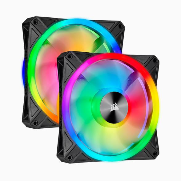  140mm Fan: iCUE QL140 ARGB - Black (2-Pack)<br> 140mm ARGB PWM, 1250 RPM, 26dBA, Lighting Node CORE Included  