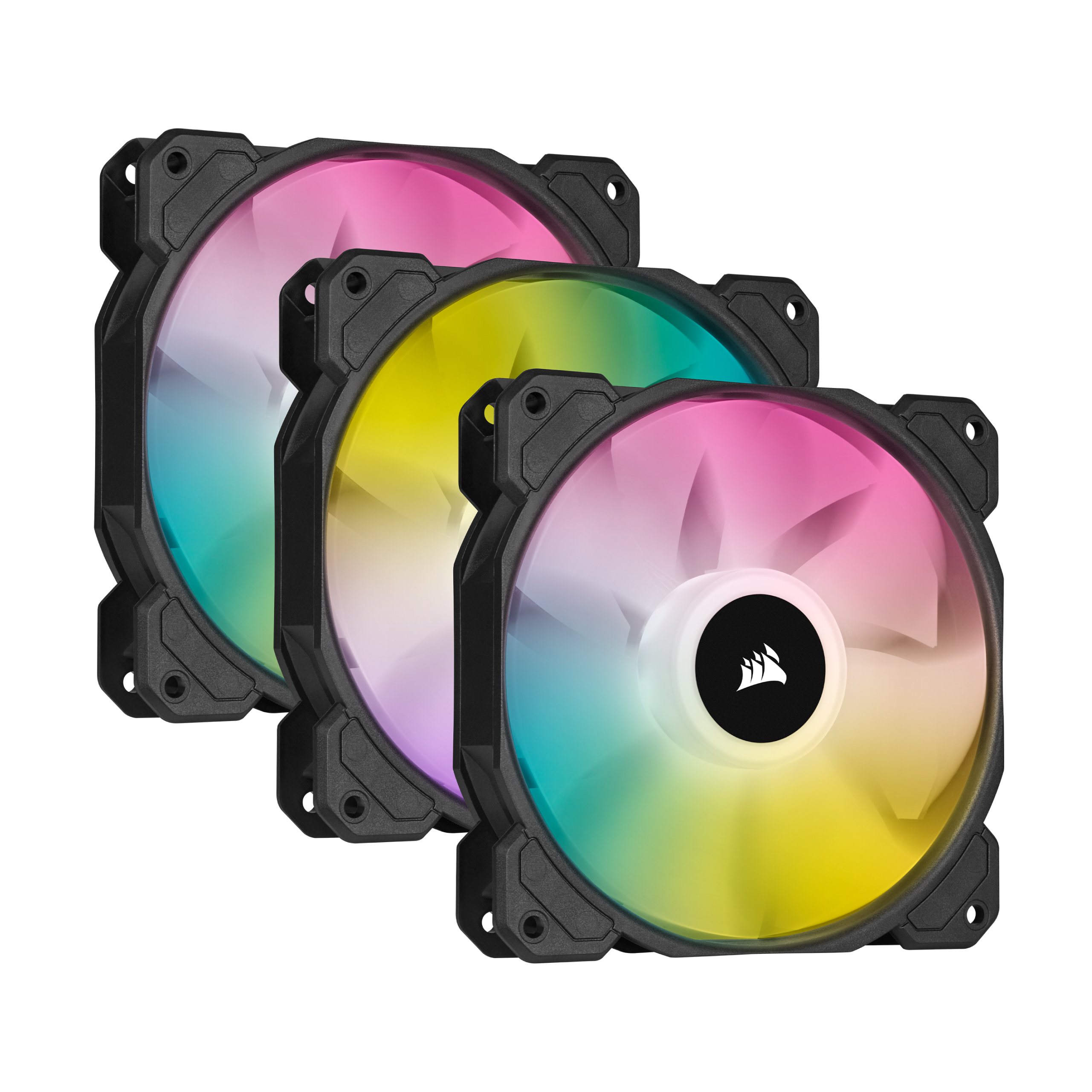  120mm Fan: iCUE SP120 RGB ELITE Performance - Black (3-Pack)<br> 120mm ARGB PWM, 1500 RPM, 5-22.6 dBA, Lighting Node CORE Included  