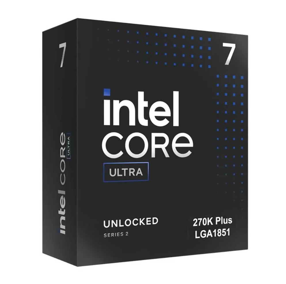 <B>Intel Core Ultra 7 270K PLUS</B><BR>Socket LGA 1851, 24-Cores (8P-Cores/16E-Cores) 24-Threads, 5.5GHz (Turbo) 40MB Cache, 250W, Intel Graphics<br>No CPU Cooler Included <B>Intel Core Ultra 7 270K PLUS</B><BR>Socket LGA 1851, 24-Cores (8P-Cores/16E-Cores) 24-Threads, 5.5GHz (Turbo) 40MB Cache, 250W, Intel Graphics<br>No CPU Cooler Included