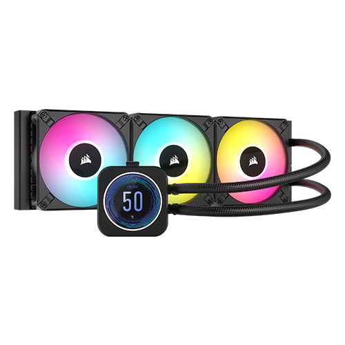  Liquid CPU Cooler: iCUE H150i ELITE LCD XT Display, 360mm Radiator, 3x 120mm RGB PWM Fans, <br>Support: Intel LGA1700, LGA1200, LGA115x, LGA2011, LGA2066, AMD AM5, AM4, AM3, sTRX4, sTR4  