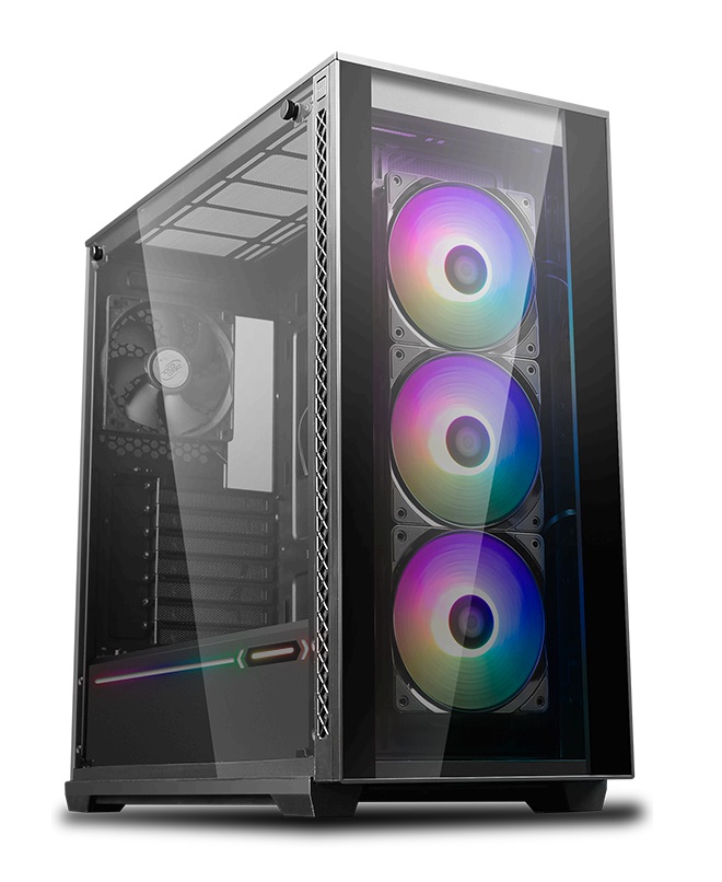  <b>Mid-Tower Case:</b> DeepCool MATREXX 70 3F - Black<BR>3x 120mm ARGB-LED Fans, 1x 120mm Fan, 2x USB 3.0, 1x USB 2.0, Tempered Glass Side & Front Panel, Supports: E-ATX/ATX/mATX/mini-ITX  