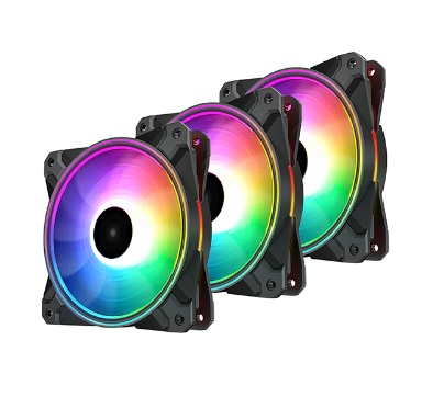  120mm Fan: DeepCool CF120 PLUS - Black (3-Pack)<br> 120mm ARGB PWM, 500~1800 RPM, 28.8 dB(A), RGB Controller Included  