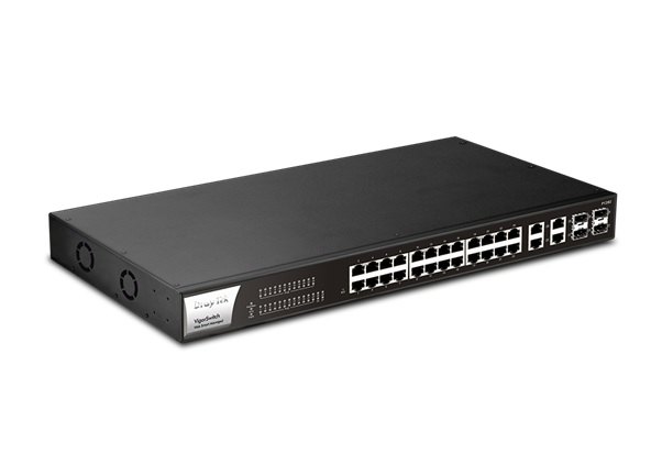  Managed POE SWITCH: 28 port Web Smart Gigabit Switch, 24 x Gigabit Ethernet Ports with PoE+, 4 x Gigabit RJ-45/SFP Combo Ports, Total 400W, Voice and Surveillance VLANS with QoS, ONVIF compliant  