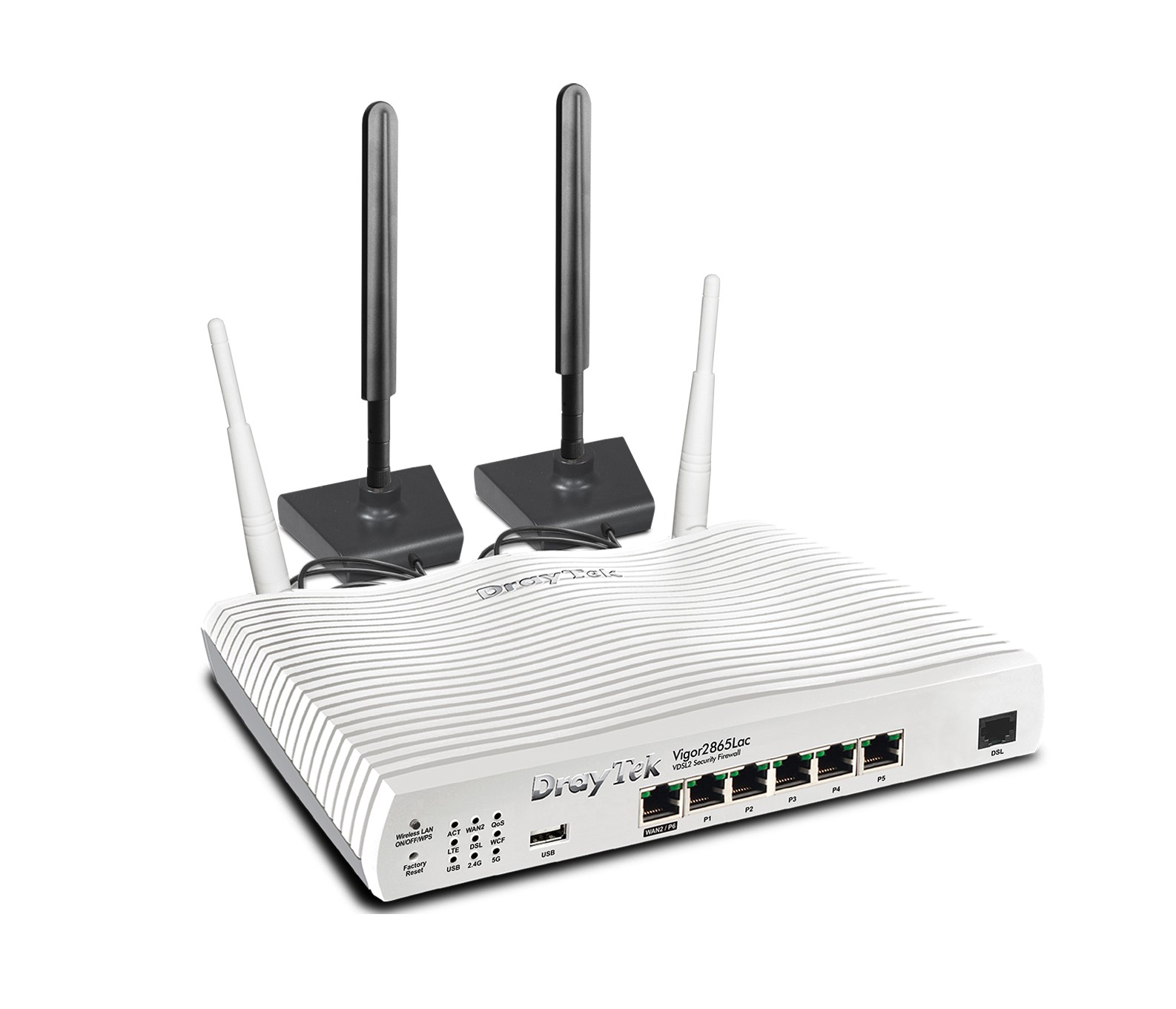  VDSL2 35b/ADSL2+ Multi WAN Router with a Cat6 4G LTE SIM slot, 1 x GbE WAN/LAN, and 3G/4G USB WAN port for Load Balancing and Fail-over, 5 x GbE LANs, Object-based SPI Firewall, CSM, QoS, 802.11ac (AC1300) WiFi, 32 x VPNs, 16 x SSL VPNs, and support VigorACS 2  