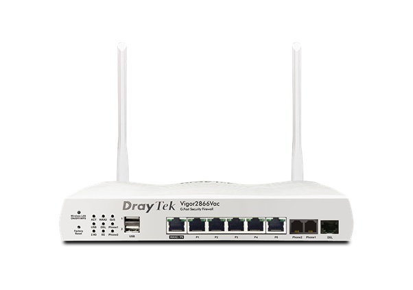  VDSL2 35b/G.Fast, Multi WAN Router with, 1 x GbE WAN/LAN, and 3G/4G USB WAN port for Load Balancing and Fail-over, 5 x GbE LANs, Object-based SPI Firewall, CSM, QoS, 802.11ac (AC1300) WiFi, VoIP (2 x FXS), 32 x VPNs, 16 x SSL VPNs, and support VigorACS 2/3  