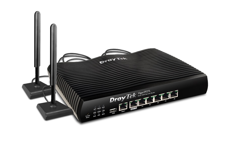  Multi-WAN router with a 5G modem & 2 x SIM card slots, 1 x GbE WAN port, 1 x configurable GbE WAN/LAN port, 5 x GbE LAN ports, SPI Firewall, and support VigorACS 3; 50 x VPN tunnels including 25 x OpenVPN/SSL-VPN tunnels  