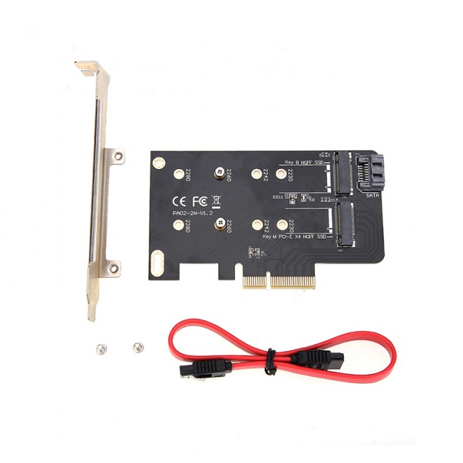  Dual M.2 (B Key and M Key) to PCI-E x4 and SATA 6G Expansion Card  