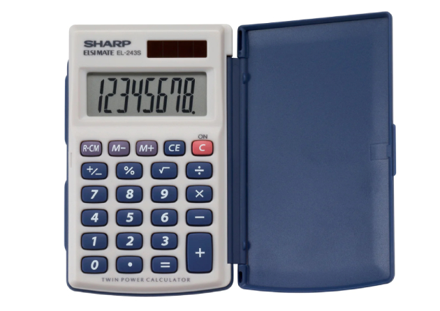  8 Digit Pocket Calculator with Hinged Hard Cover  