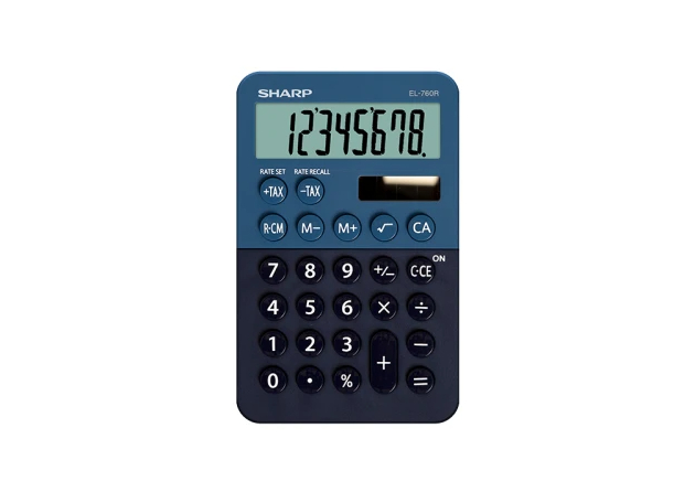  8 Digit Pocket Calculator with Twin Power - Blue  