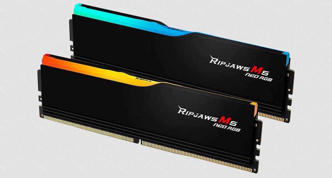  Dual Channel: 64GB (2x32GB) DDR5 6000MT/s CL36 RIPJAWS M5 NEO RGB BLACK - Desktop Memory  