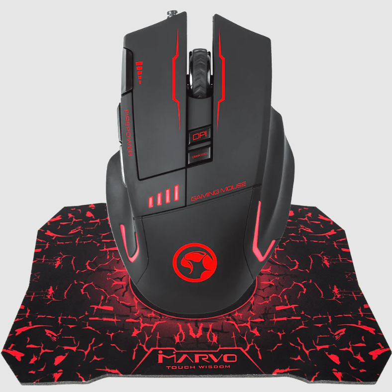  <b>Wired Gaming Mouse:</b> G909L Gaming Mouse 7200DPI LED Backlight + G1 Mouse Pad 287x244x3mm  